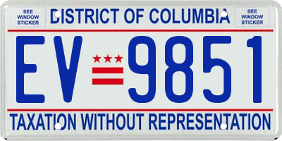 DC license plate EV9851