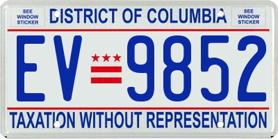 DC license plate EV9852