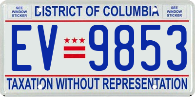 DC license plate EV9853