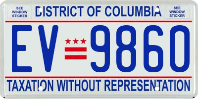 DC license plate EV9860