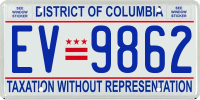 DC license plate EV9862