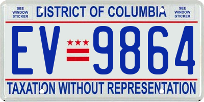DC license plate EV9864