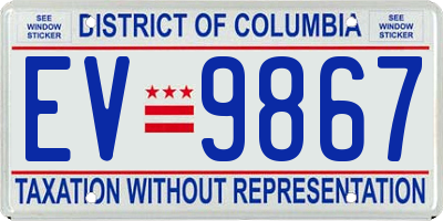 DC license plate EV9867