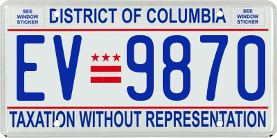 DC license plate EV9870