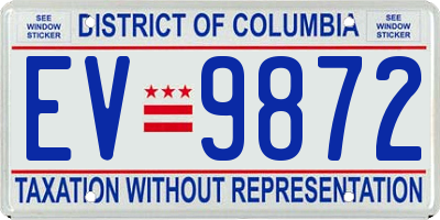 DC license plate EV9872