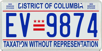 DC license plate EV9874