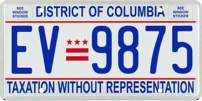 DC license plate EV9875