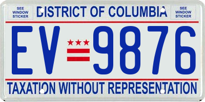 DC license plate EV9876