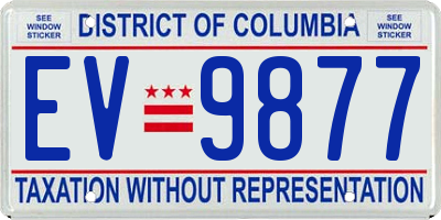 DC license plate EV9877