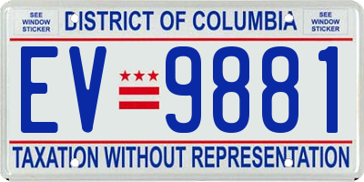 DC license plate EV9881