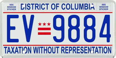 DC license plate EV9884