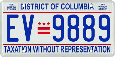 DC license plate EV9889