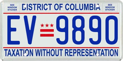 DC license plate EV9890