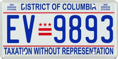 DC license plate EV9893