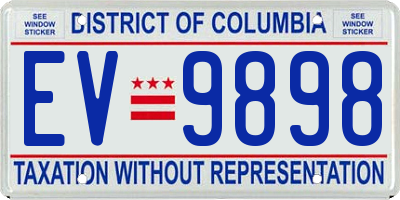 DC license plate EV9898