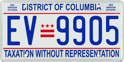 DC license plate EV9905