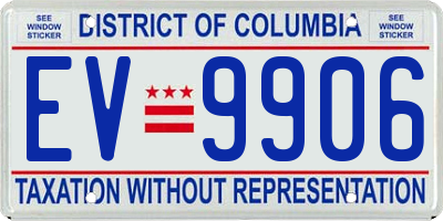 DC license plate EV9906