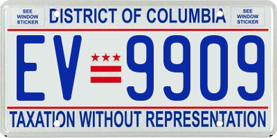 DC license plate EV9909