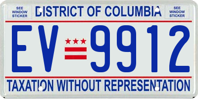 DC license plate EV9912