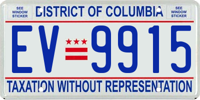 DC license plate EV9915