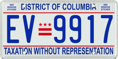 DC license plate EV9917