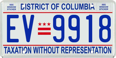 DC license plate EV9918