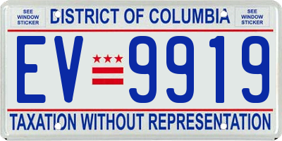 DC license plate EV9919