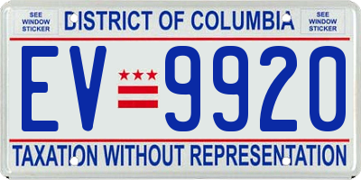 DC license plate EV9920