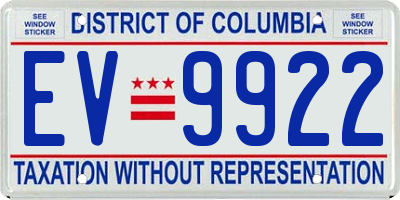 DC license plate EV9922