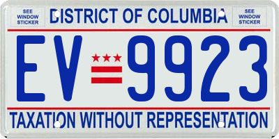 DC license plate EV9923