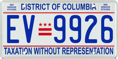 DC license plate EV9926