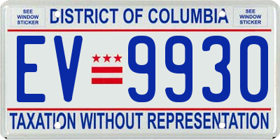 DC license plate EV9930