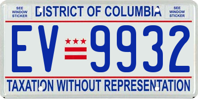 DC license plate EV9932