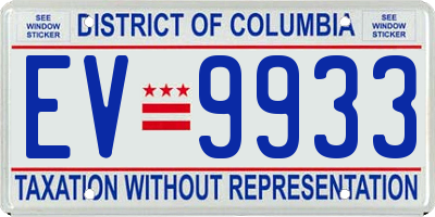 DC license plate EV9933