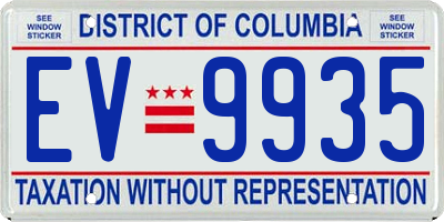 DC license plate EV9935