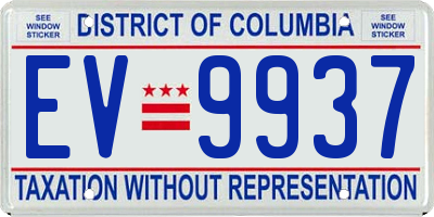 DC license plate EV9937