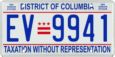 DC license plate EV9941