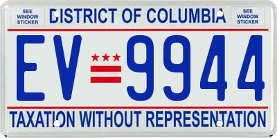 DC license plate EV9944