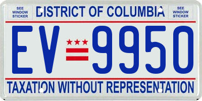 DC license plate EV9950