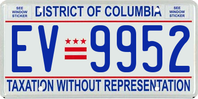 DC license plate EV9952