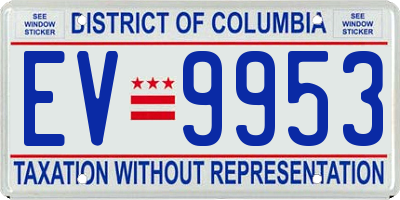 DC license plate EV9953