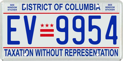 DC license plate EV9954