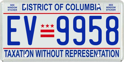 DC license plate EV9958