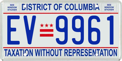 DC license plate EV9961