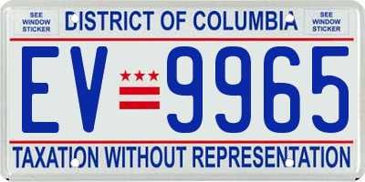 DC license plate EV9965