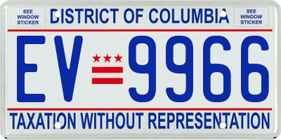 DC license plate EV9966