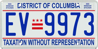 DC license plate EV9973