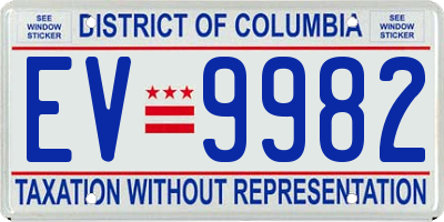 DC license plate EV9982