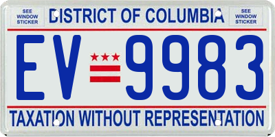 DC license plate EV9983