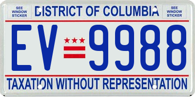 DC license plate EV9988